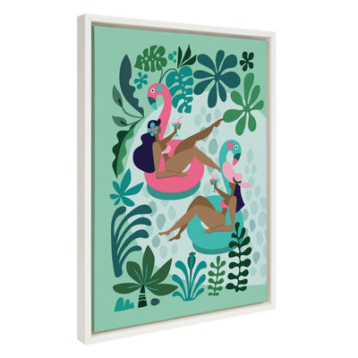 Sylvie Mid Century Modern Girl Friends Framed Canvas by kateandlaurel - product image 2 for Resin Society