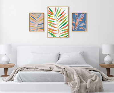 Sylvie EV Palma No.
2, Rainbow Palms Blush and Banana Leaves Framed Canvas Art Set by Various Artists