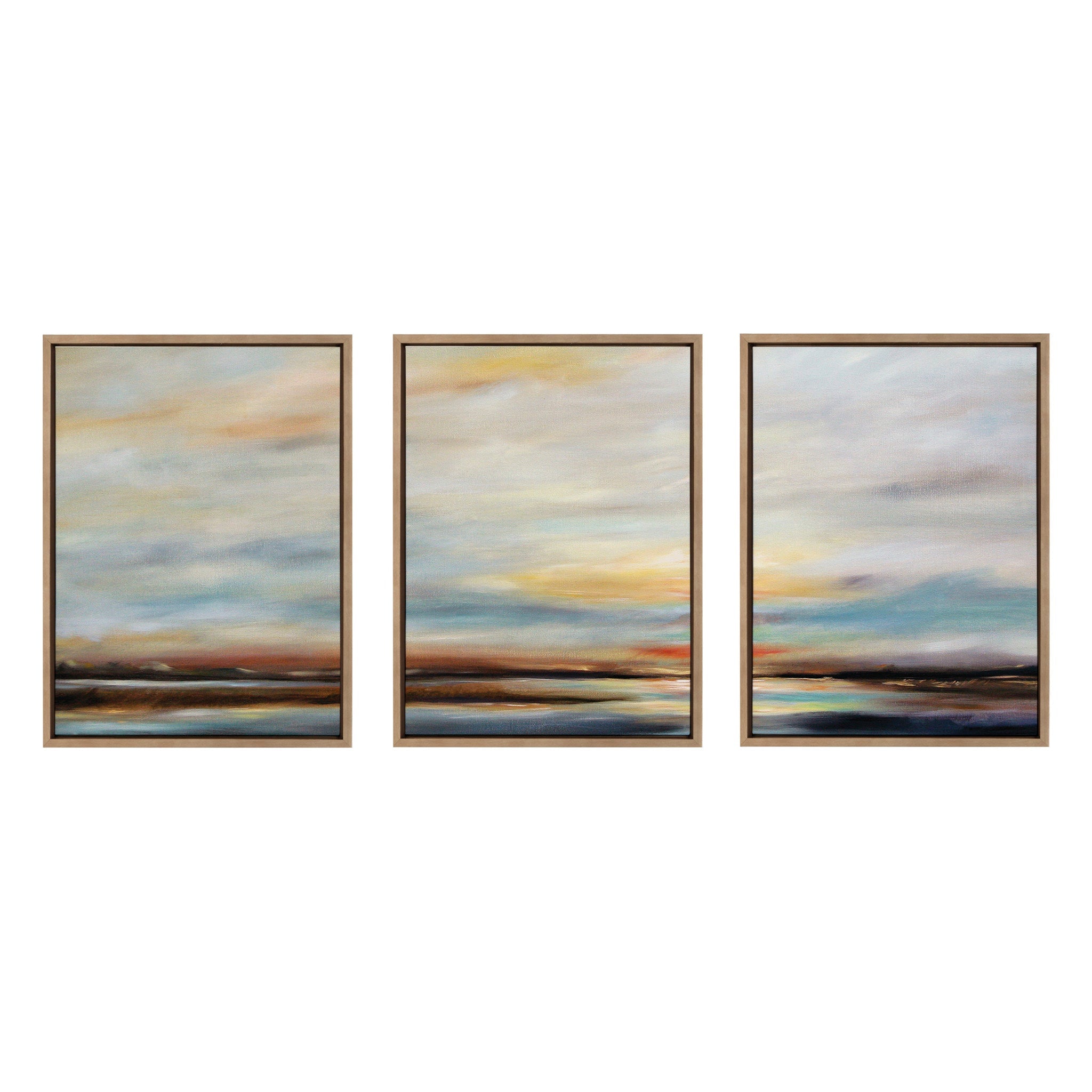 Sylvie Carolina Sunset Triptych Framed Canvas Art Set by Mary Sparrow
