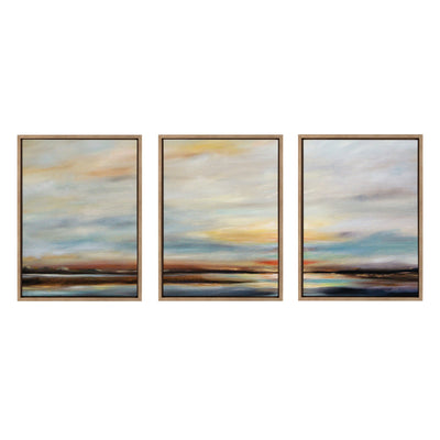 Sylvie Carolina Sunset Triptych Framed Canvas Art Set by Mary Sparrow