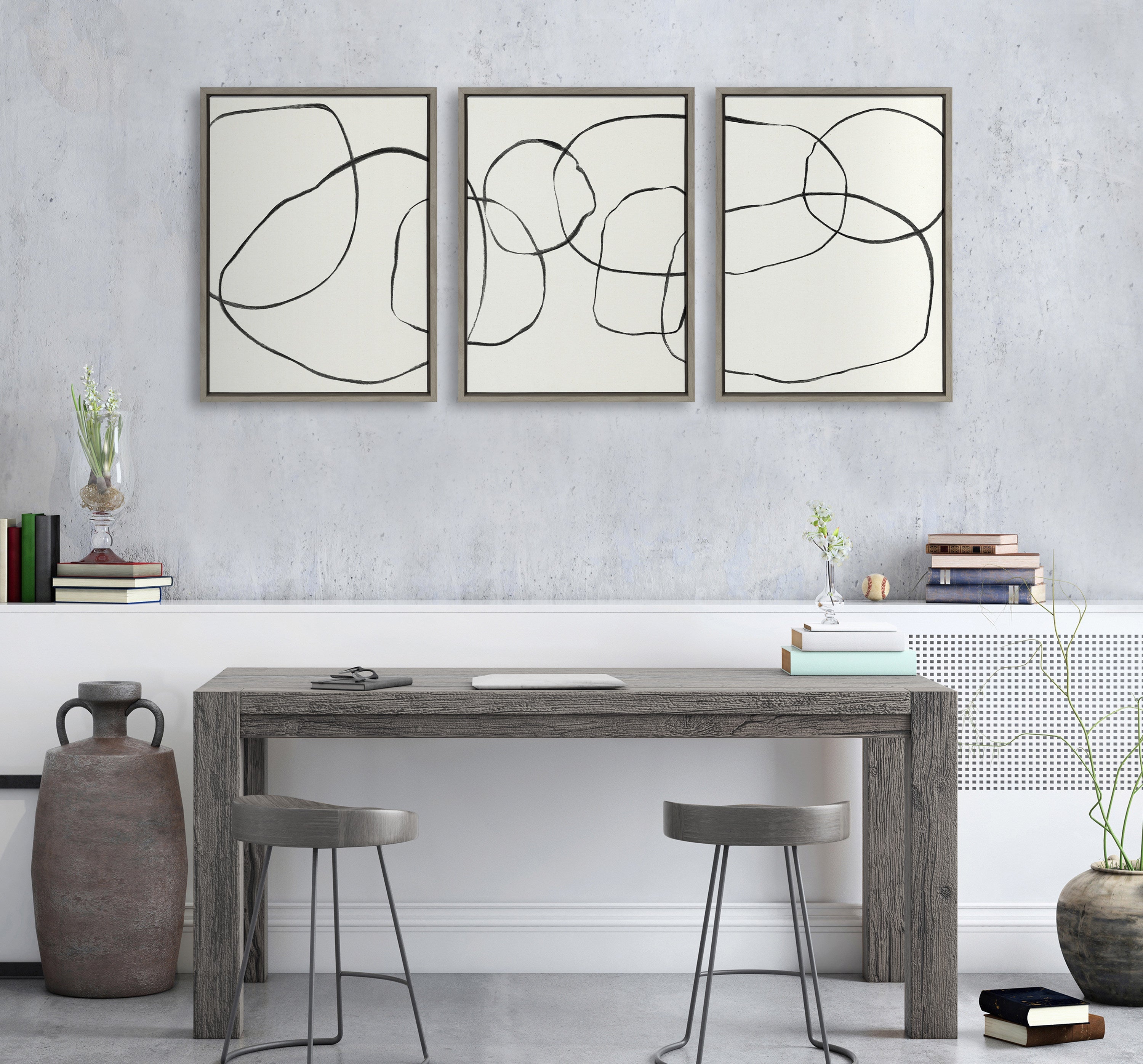 Sylvie Dancing Circles BW Framed Canvas by kateandlaurel - product image 10 for Resin Society