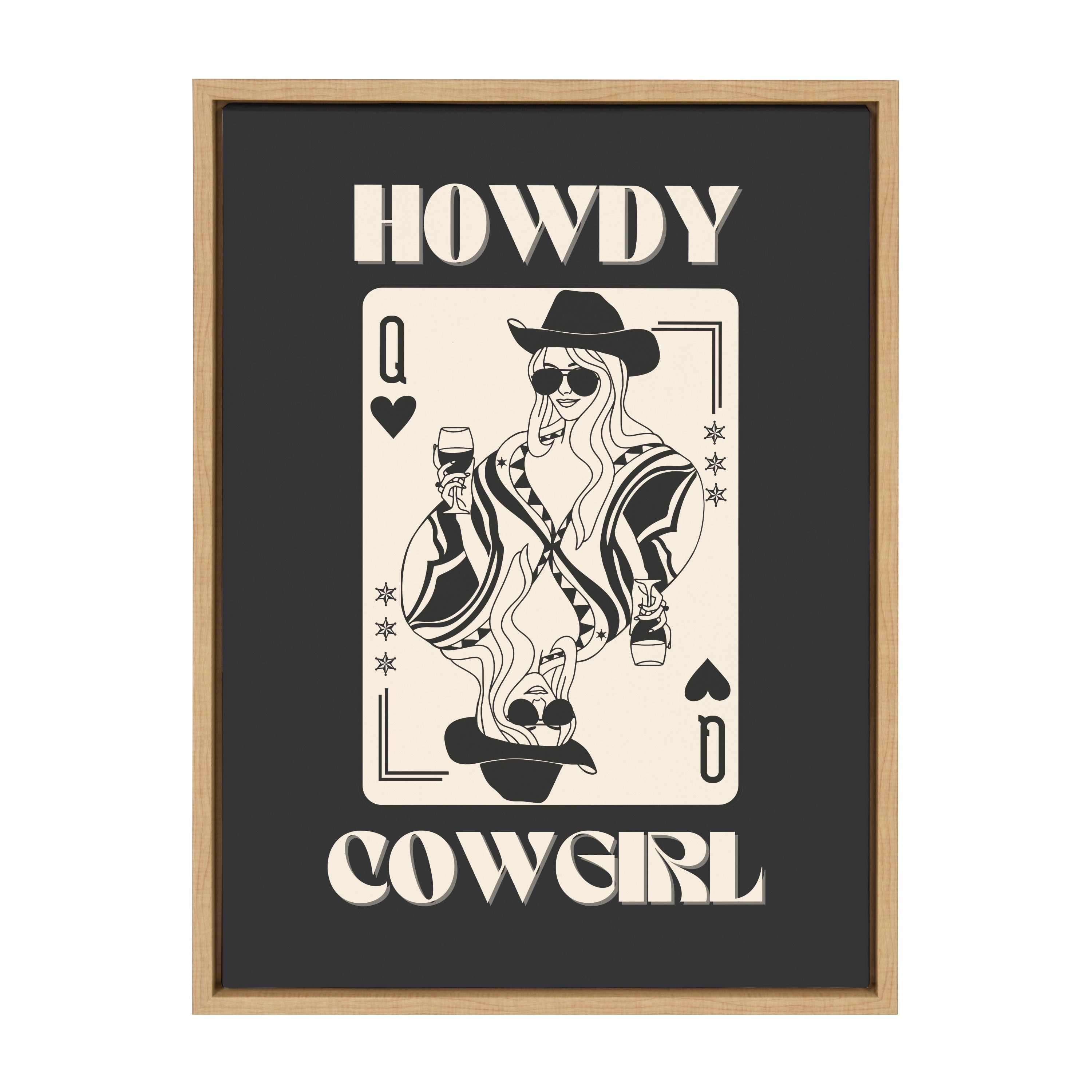 Sylvie Howdy Cowgirl Queen Framed Canvas by Honey Island Studio