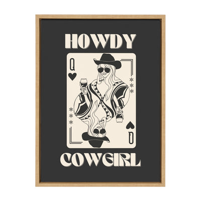 Sylvie Howdy Cowgirl Queen Framed Canvas by Honey Island Studio
