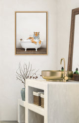 Sylvie Bengal Tiger in Rustic Bath Framed Canvas