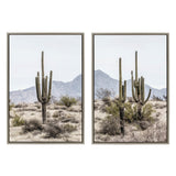 Sylvie Tall Saguaro Cacti Desert Mountain 1 and 2 Framed Canvas by kateandlaurel - product image 2 for Resin Society