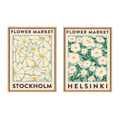 Sylvie Flower Market 1 and 2 Framed Canvas Art Set by Carrie Cantwell