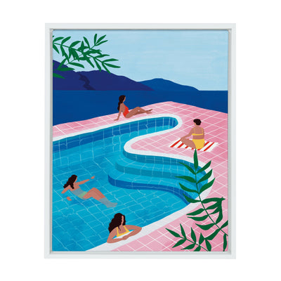 Sylvie Pool Ladies Framed Canvas by kateandlaurel - main product image for Resin Society