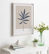 Sylvie Muted Tan and Blue Colorblock Botanical Leaf Framed Canvas by kateandlaurel - product image 10 for Resin Society