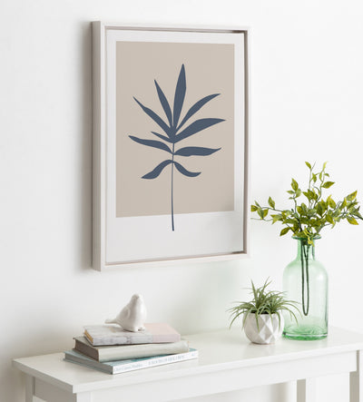 Sylvie Muted Tan and Blue Colorblock Botanical Leaf Framed Canvas by kateandlaurel - product image 10 for Resin Society