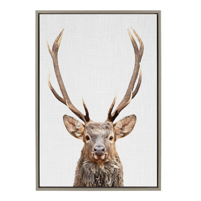 Sylvie The Red Deer Color Framed Canvas by Simon Te of Tai Prints by kateandlaurel - product image 2 for Resin Society