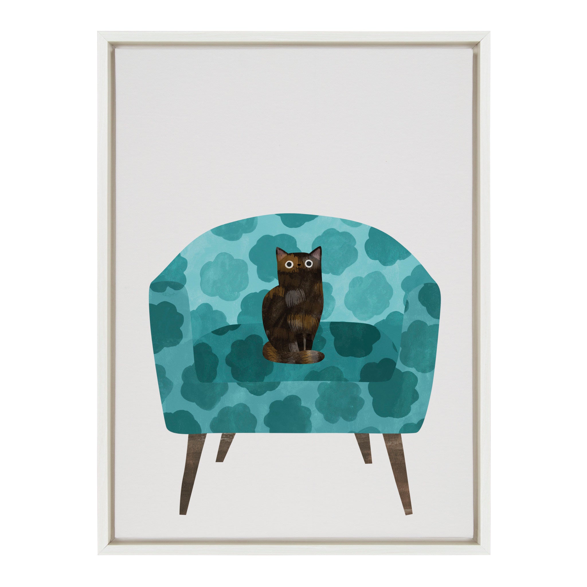Sylvie 9 Teal Chair Framed Canvas by Planet Cat