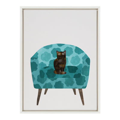 Sylvie 9 Teal Chair Framed Canvas by Planet Cat