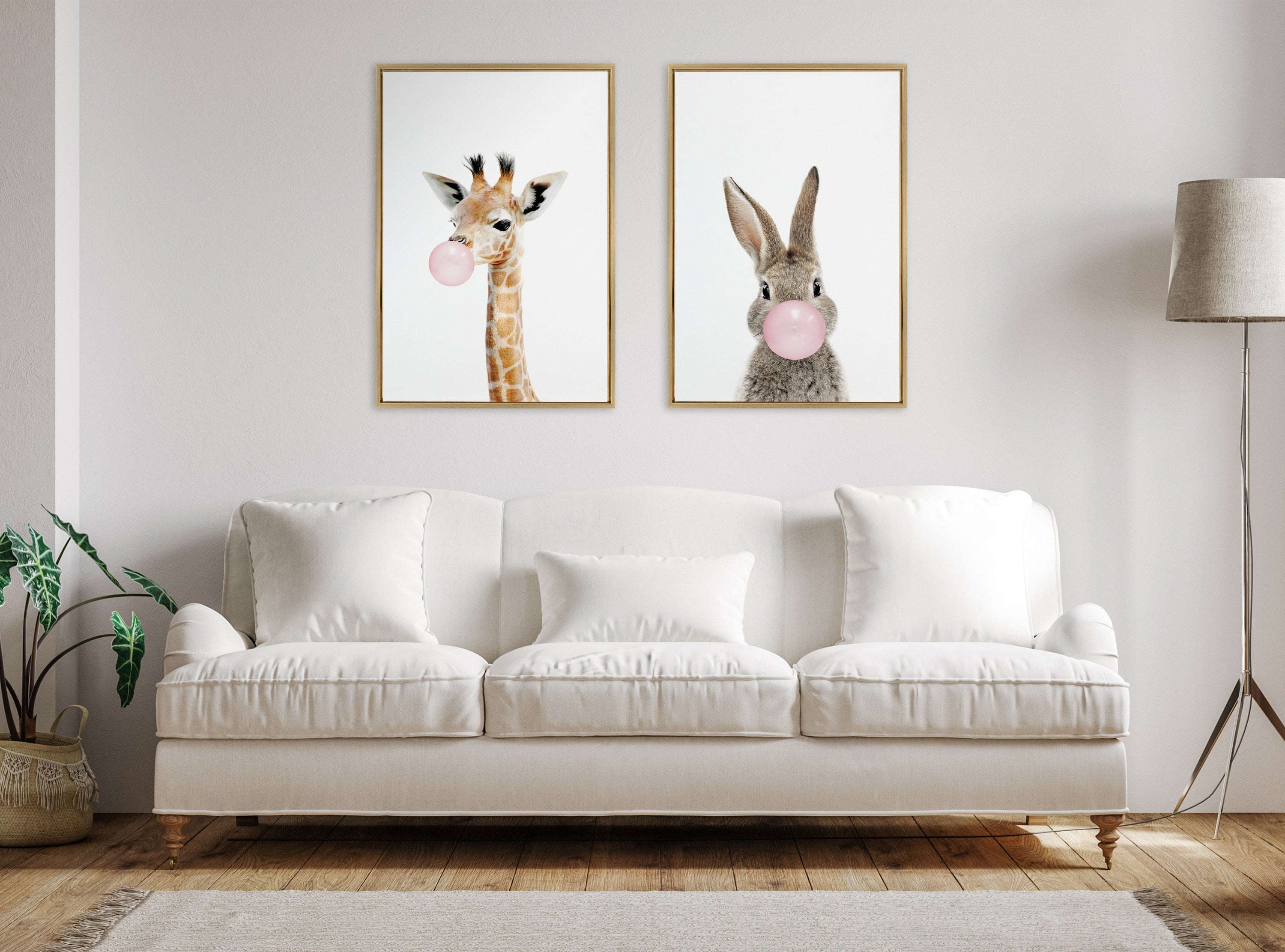 Sylvie Bubble Gum Giraffe Framed Canvas by Amy Peterson Art Studio by kateandlaurel - product image 11 for Resin Society