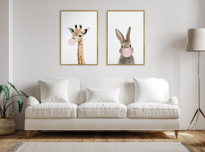 Sylvie Bubble Gum Giraffe Framed Canvas by Amy Peterson Art Studio by kateandlaurel - product image 11 for Resin Society