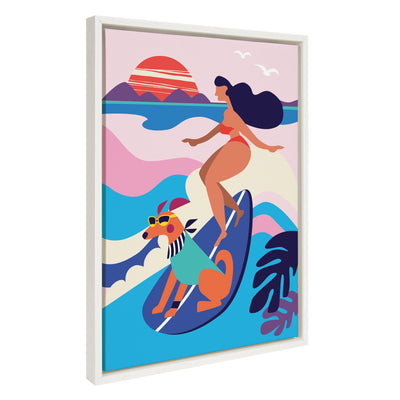 Sylvie Mid Century Modern Surf Dog Framed Canvas by kateandlaurel - product image 2 for Resin Society