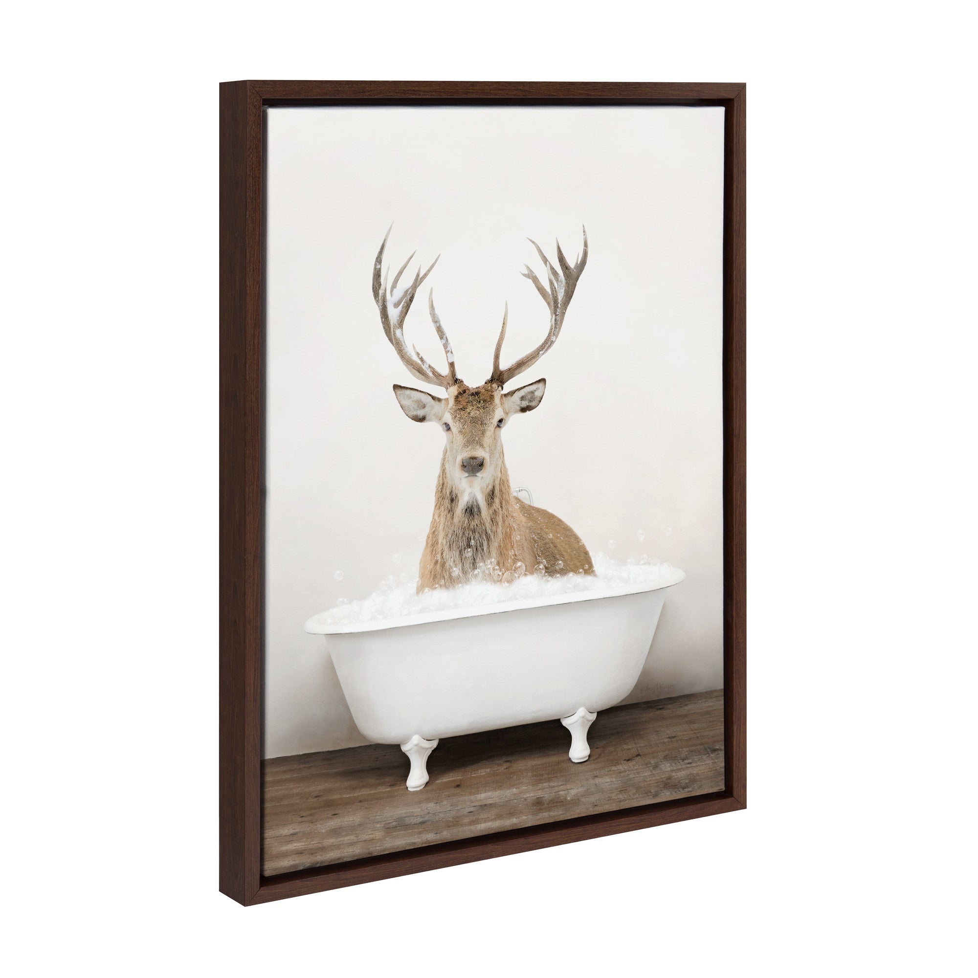 Sylvie Male Deer in Rustic Bath Framed Canvas by kateandlaurel - main product image for Resin Society