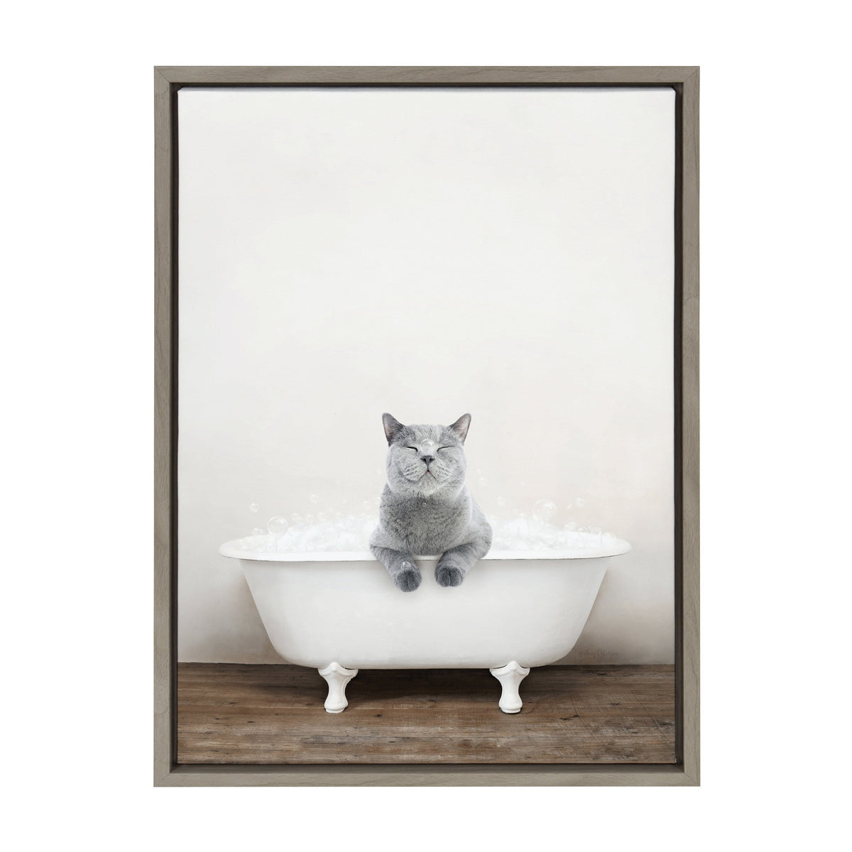 Sylvie Cat in Rustic Bath Framed Canvas by kateandlaurel - product image 2 for Resin Society