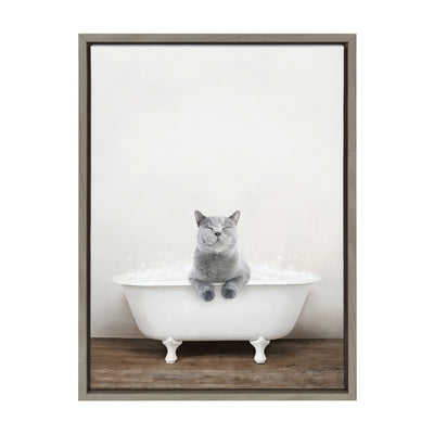Sylvie Cat in Rustic Bath Framed Canvas by kateandlaurel - product image 2 for Resin Society