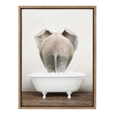 Sylvie Elephant Back in Rustic Bath Framed Canvas by kateandlaurel - product image 2 for Resin Society