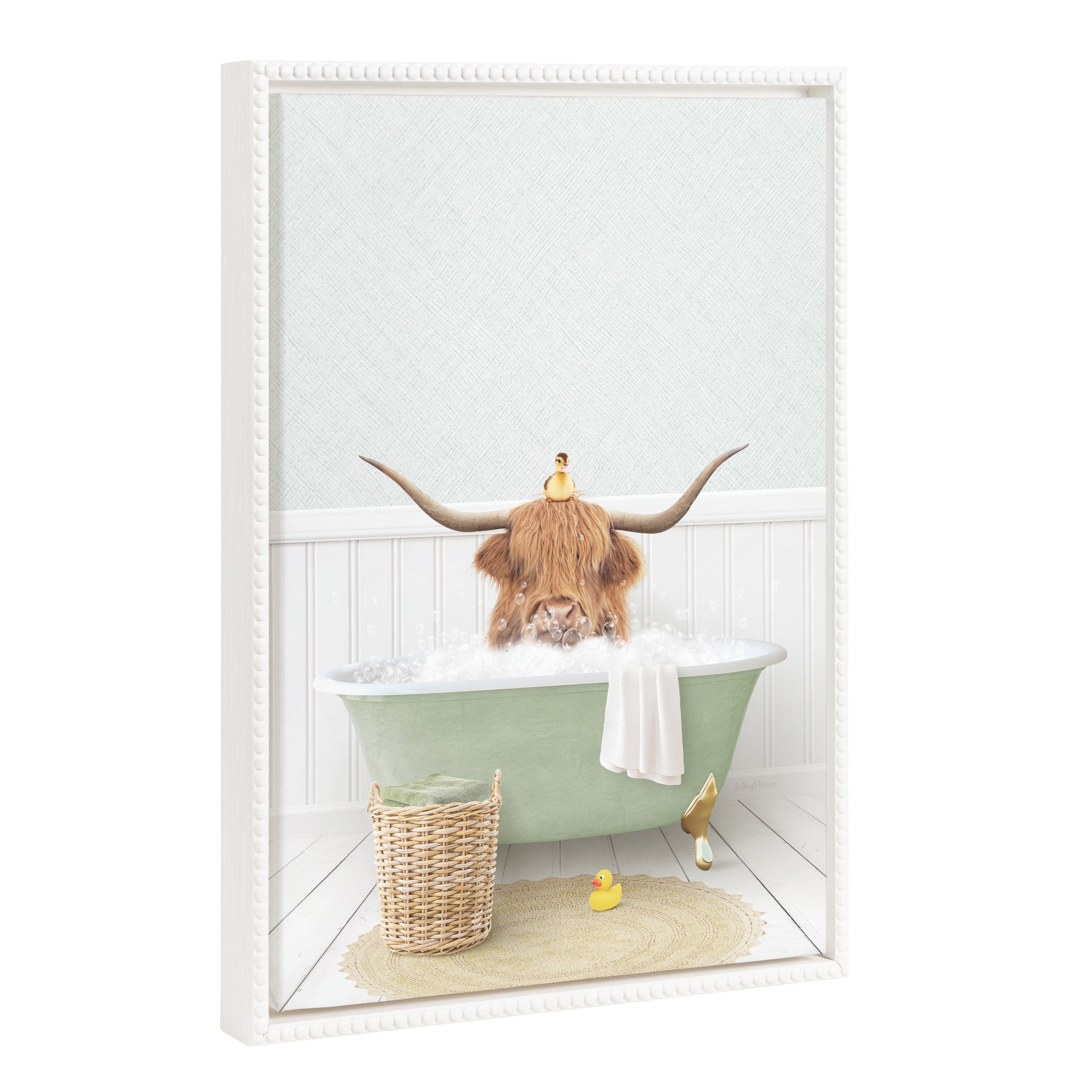 Sylvie Beaded Randall in Cottage Bath Framed Canvas by Amy Peterson