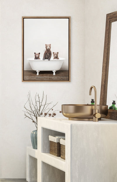 Sylvie Three Little Bears in Vintage Bathtub Framed Canvas by kateandlaurel - product image 4 for Resin Society