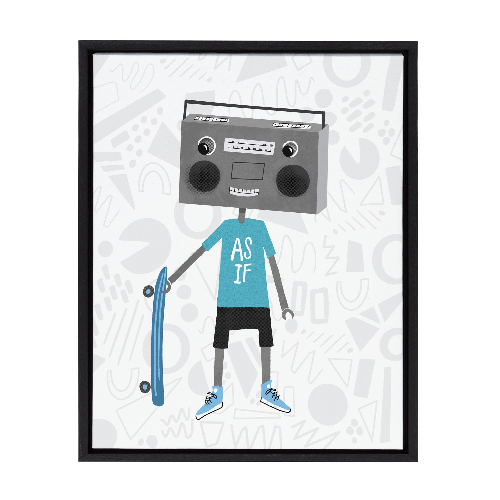 Sylvie Boom Box Boy 2 Framed Canvas by Molly Fabiano, Black 18x24 by kateandlaurel - main product image for Resin Society