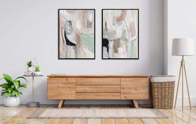 Sylvie Beaded Whispers of a Distant Land 1 and 2 Framed Canvas Art Set by Nikita Jariwala