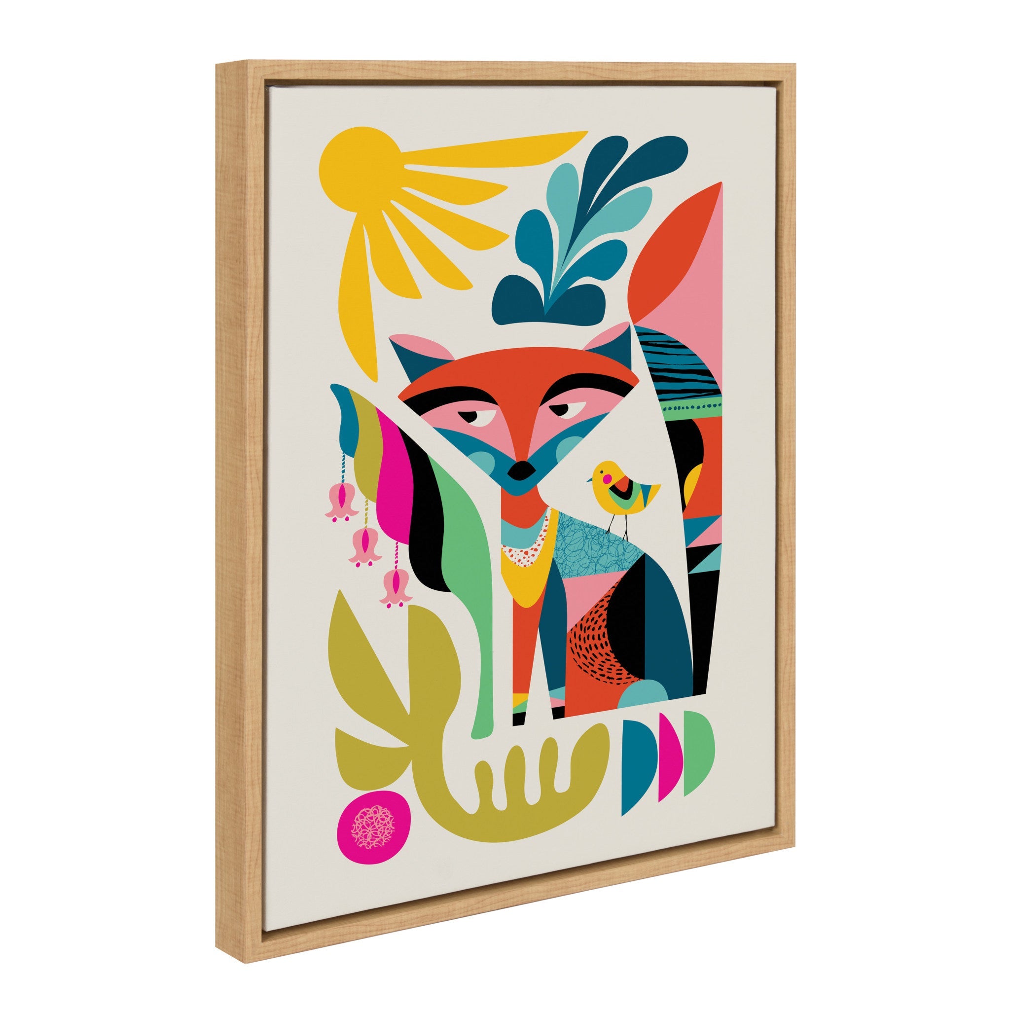 Sylvie Mid Century Modern Fox Framed Canvas by kateandlaurel - product image 2 for Resin Society