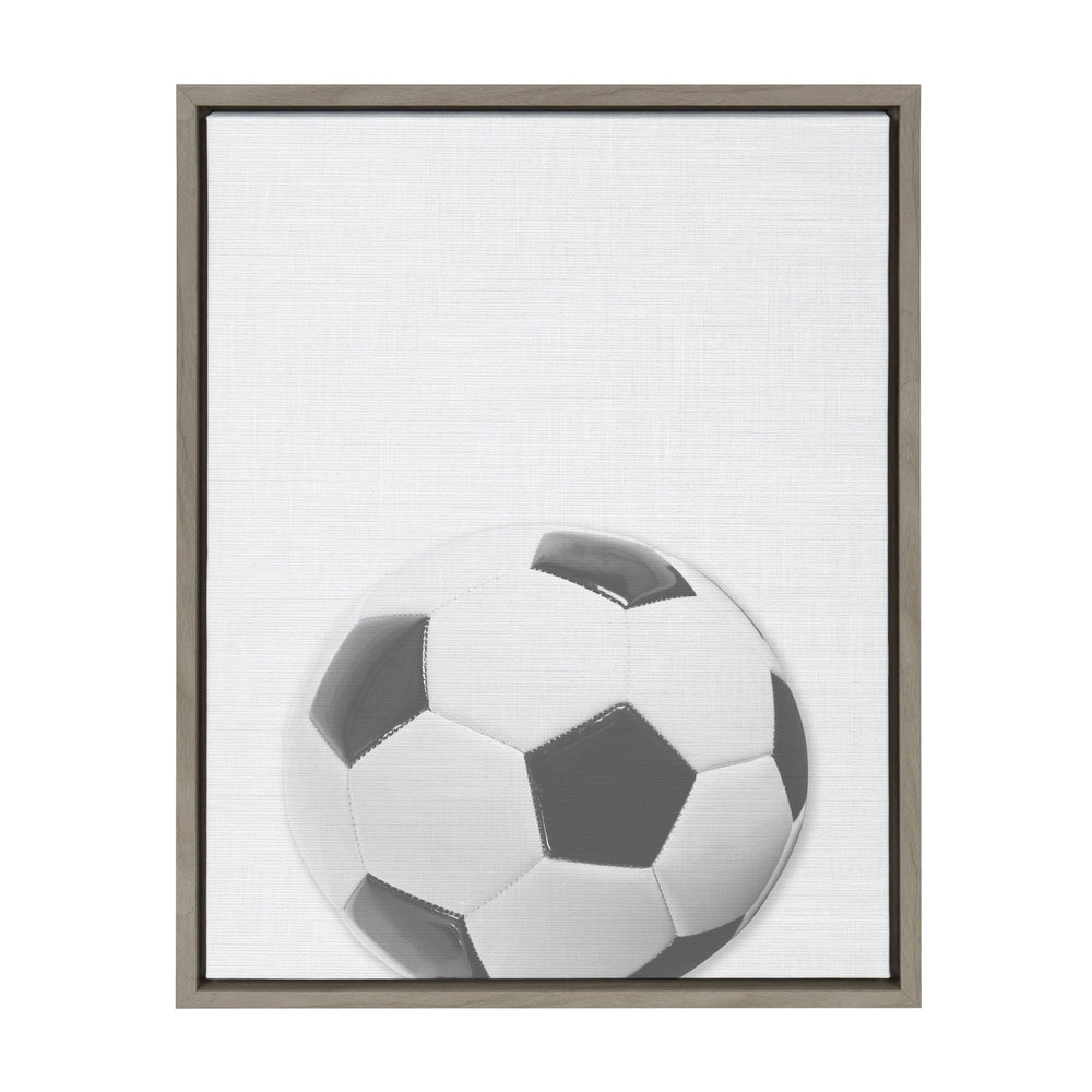 Sylvie Soccer Ball Portrait Framed Canvas, Gray 18x24 by kateandlaurel - main product image for Resin Society