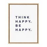 Sylvie Think Happy Be Happy Blue Framed Canvas by kateandlaurel - main product image for Resin Society