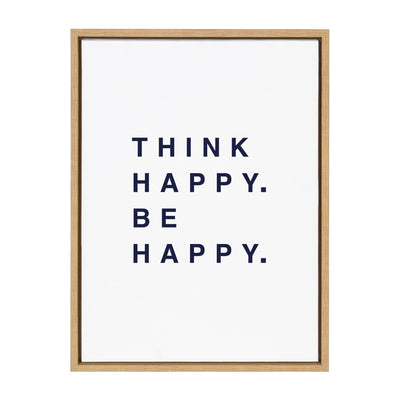 Sylvie Think Happy Be Happy Blue Framed Canvas by kateandlaurel - product image 9 for Resin Society
