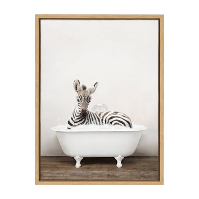 Sylvie Baby Zebra in Rustic Bath Framed Canvas by kateandlaurel - product image 8 for Resin Society