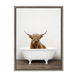 Sylvie Highland Cow in Tub Color Framed Canvas