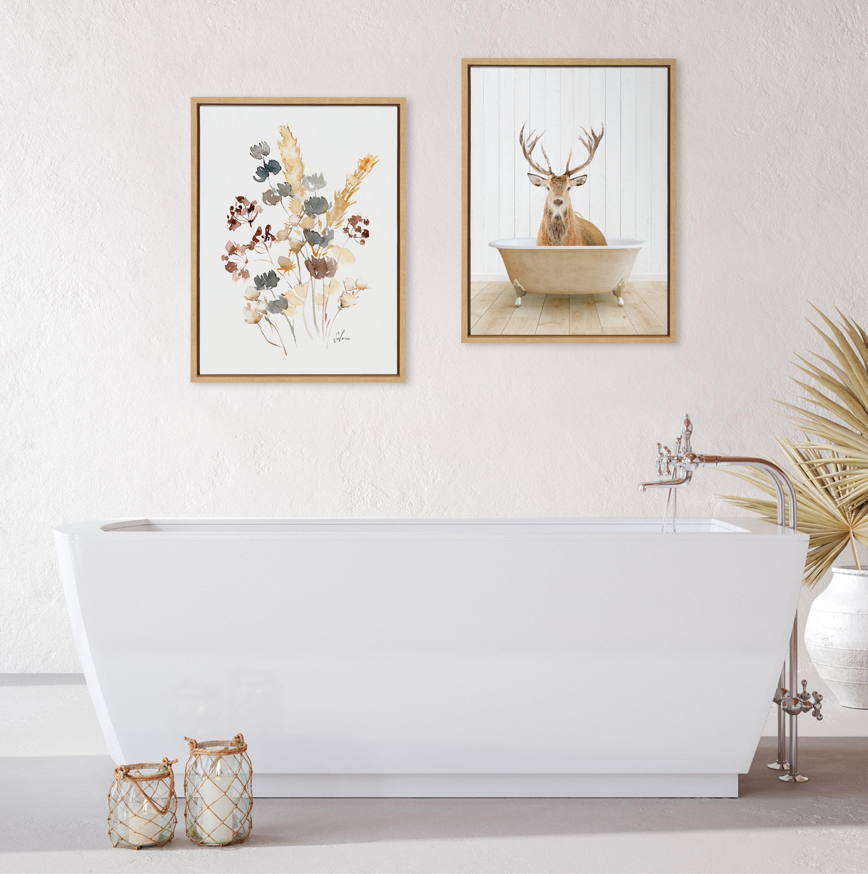 Sylvie Stag Farmhouse Bath Framed Canvas by kateandlaurel - product image 5 for Resin Society