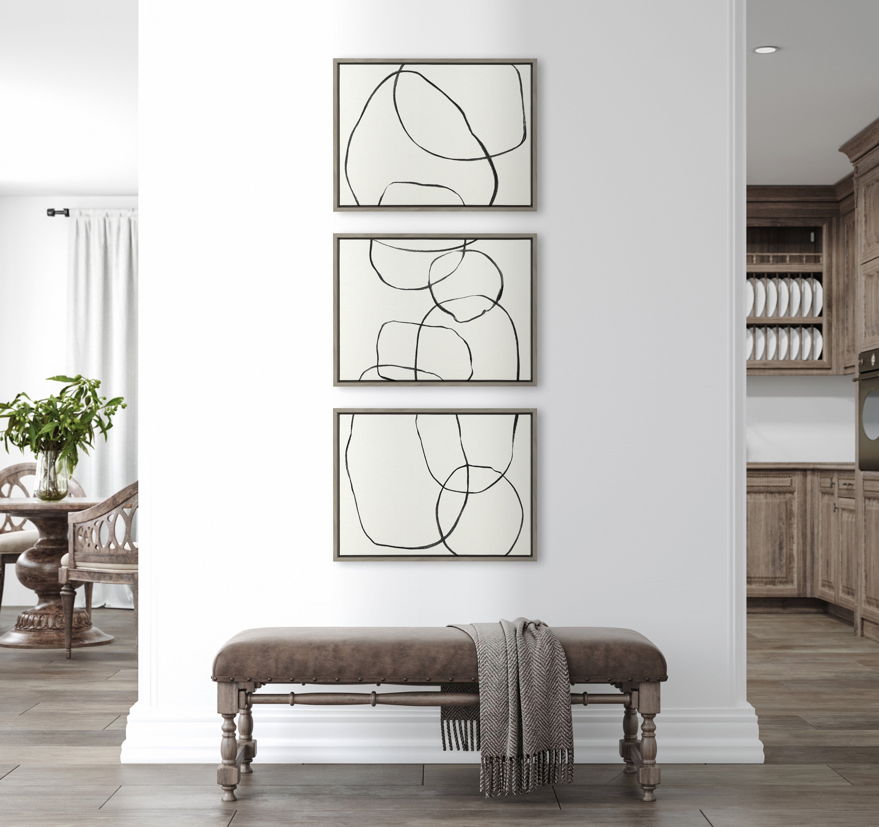 Sylvie Dancing Circles BW Framed Canvas by kateandlaurel - product image 11 for Resin Society