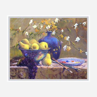 Pears in Bowl Artist Enhanced Canvas Print by John Beard Collection - product image 6 for Resin Society