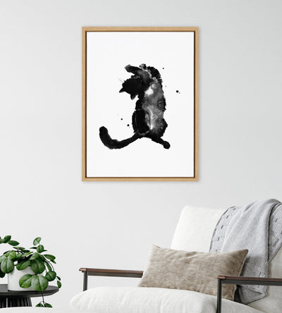 Sylvie Playful Cat BW Framed Canvas by Viola Kreczmer