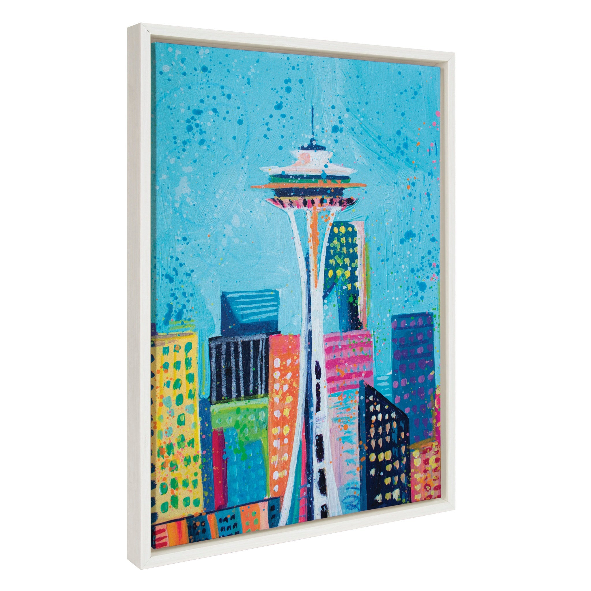 Sylvie Seattle Space Needle Framed Canvas by Rachel Christopoulos by kateandlaurel - product image 2 for Resin Society