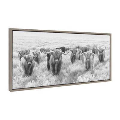 Sylvie Herd of Highland Cows Black and White Framed Canvas by The by kateandlaurel - product image 5 for Resin Society