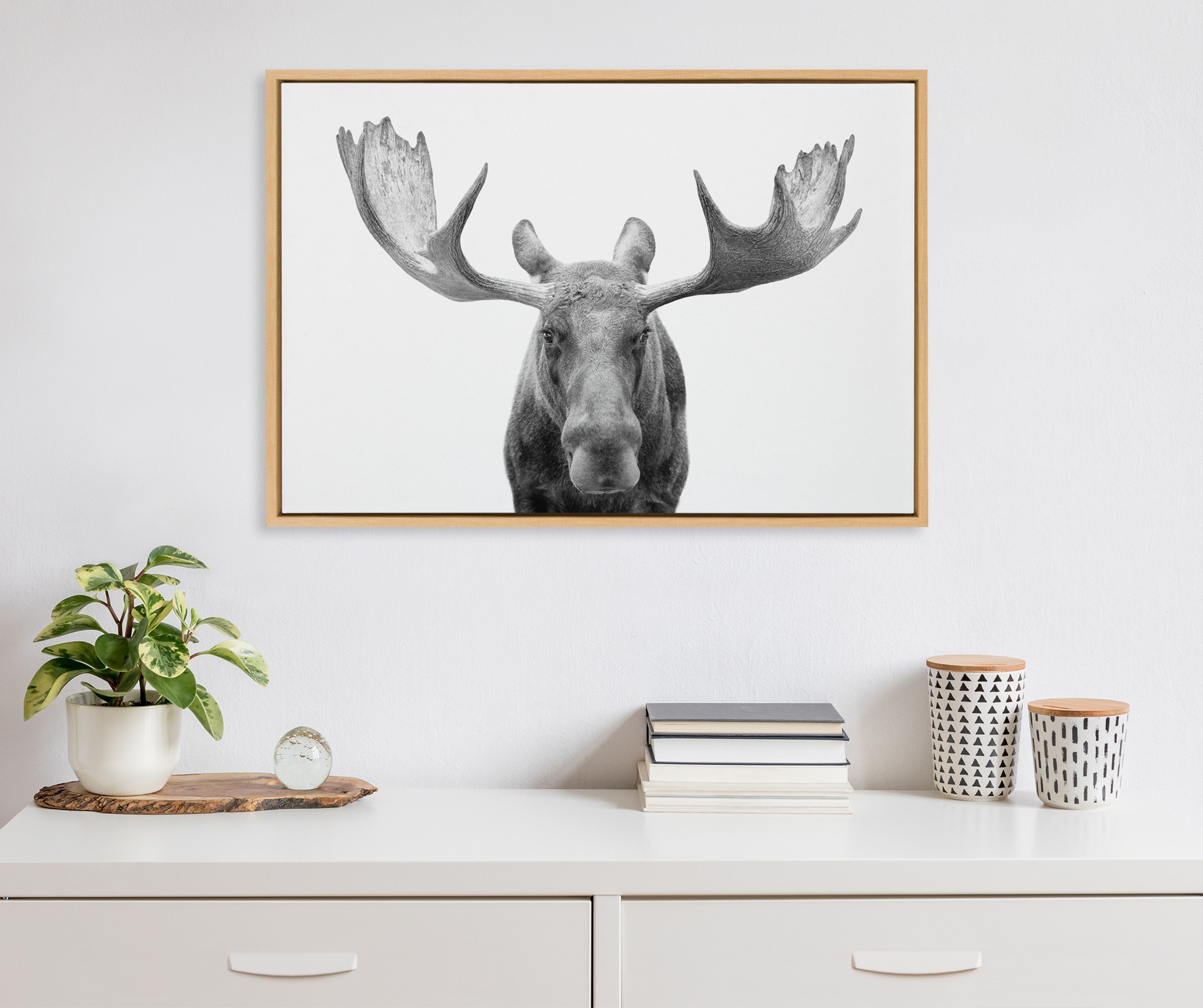 Sylvie Moose Black and White Framed Canvas by Amy Peterson Art Studio