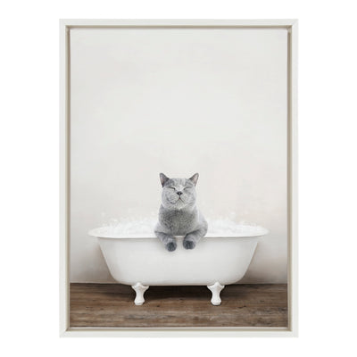 Sylvie Cat in Rustic Bath Framed Canvas by kateandlaurel - product image 14 for Resin Society