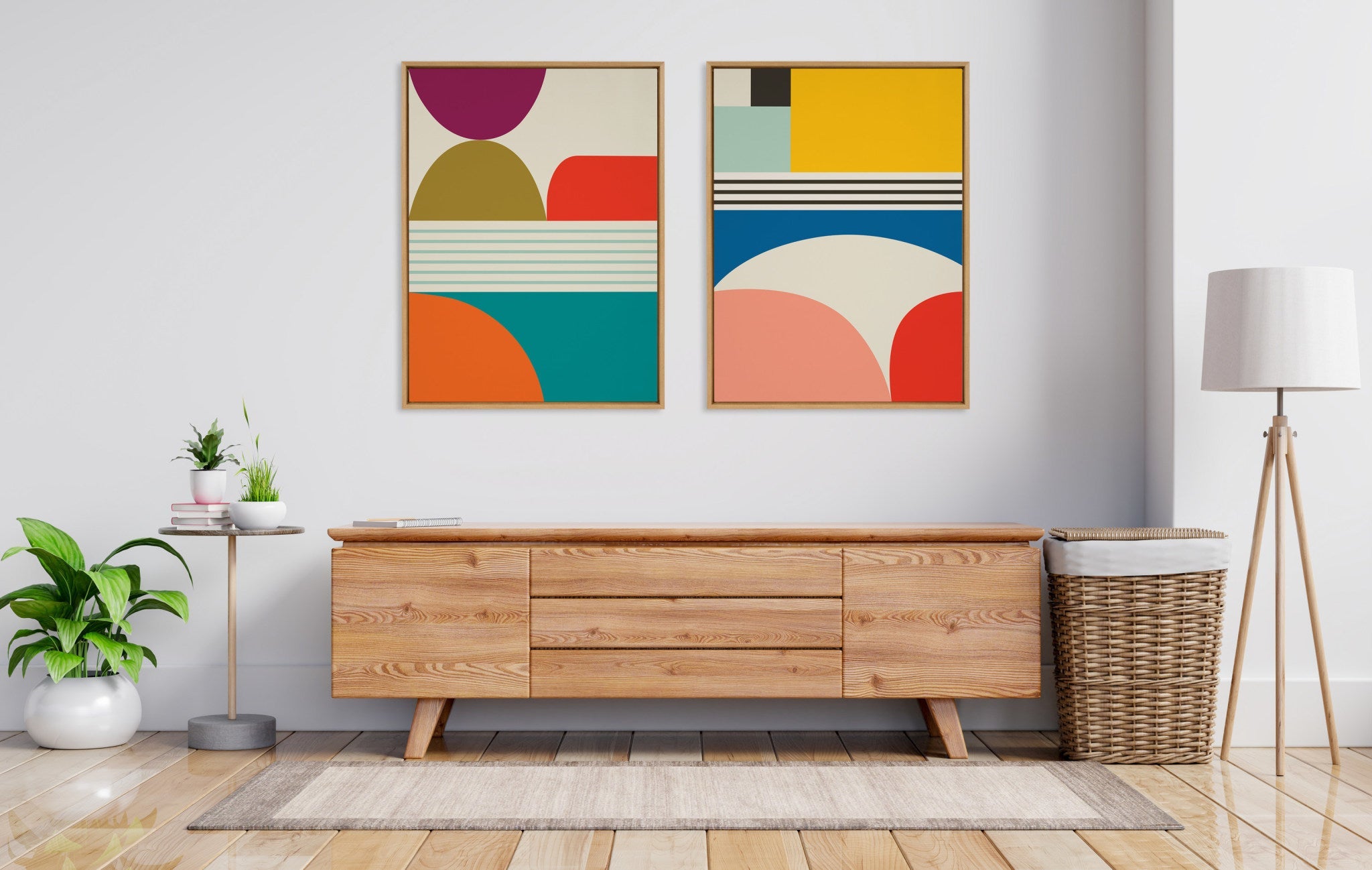 Sylvie Mid Century Modern Patterns Framed Canvas Art Set by Rachel Lee of My Dream Wall