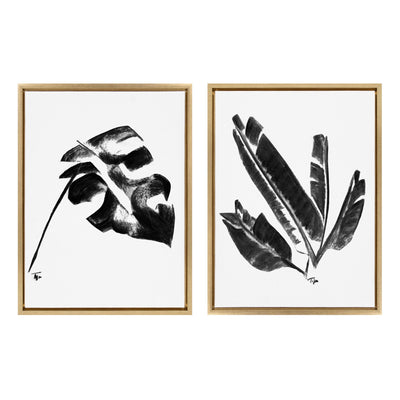 Sylvie 582 Monstera and 583 Banana Leaf Framed Canvas by kateandlaurel - main product image for Resin Society