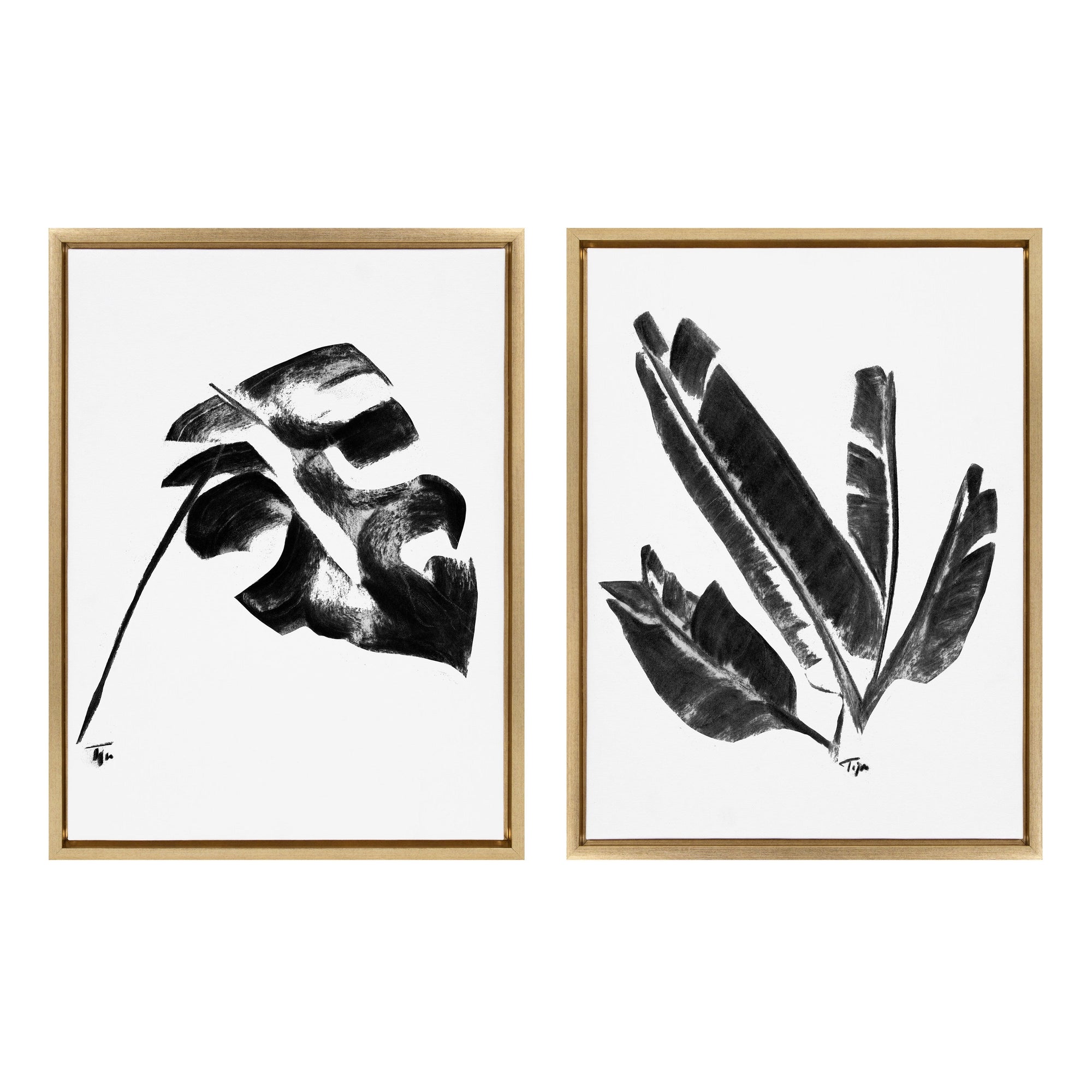 Sylvie 582 Monstera and 583 Banana Leaf Framed Canvas by kateandlaurel - product image 7 for Resin Society