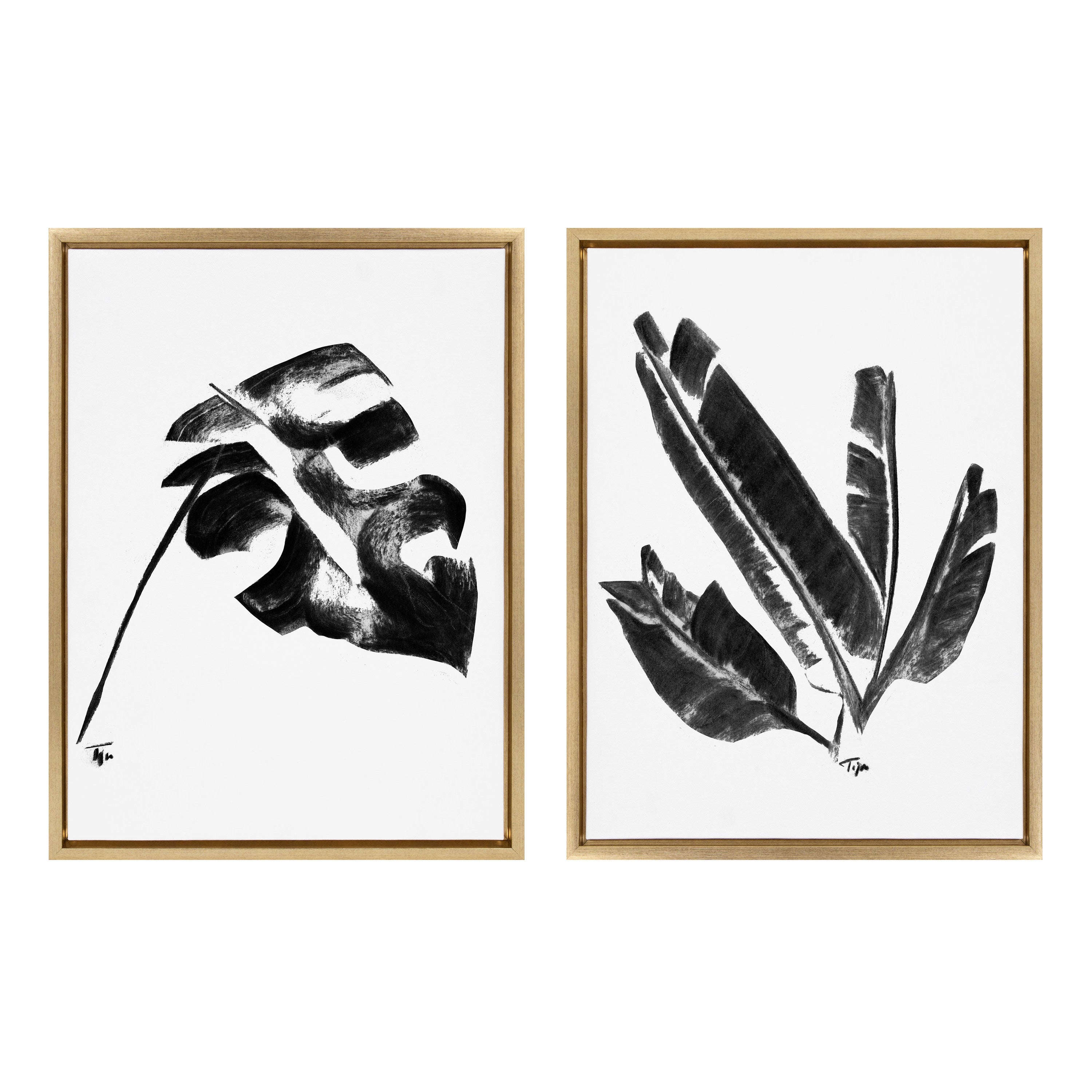Sylvie 582 Monstera and 583 Banana Leaf Framed Canvas by kateandlaurel - product image 7 for Resin Society