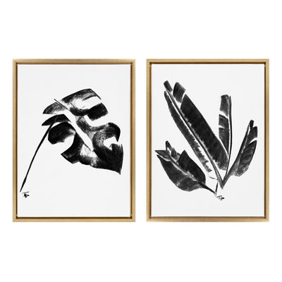 Sylvie 582 Monstera and 583 Banana Leaf Framed Canvas by kateandlaurel - product image 7 for Resin Society