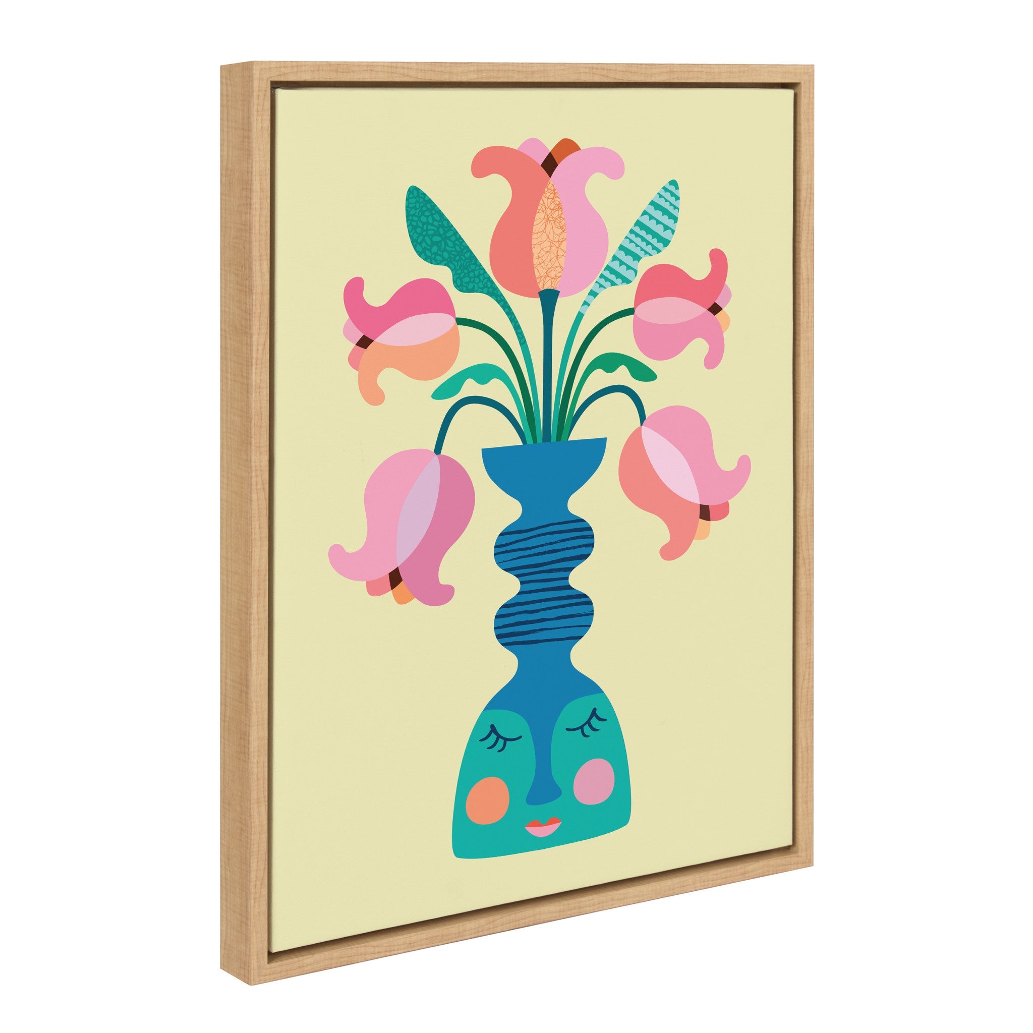 Sylvie Mid Century Modern Tulips Framed Canvas by kateandlaurel - product image 2 for Resin Society