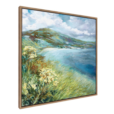 Sylvie Emerald Isle Ring of Kerry framed canvas artwork by Nel Whatmore showing a mountain cliff scene by the ocean