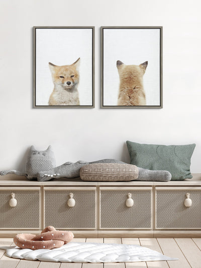 Sylvie Baby Fox Front and Back Framed Canvas by Amy Peterson Art Studio by kateandlaurel - product image 6 for Resin Society