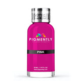 Pink Liquid Epoxy Dye bottle and colored epoxy resin samples